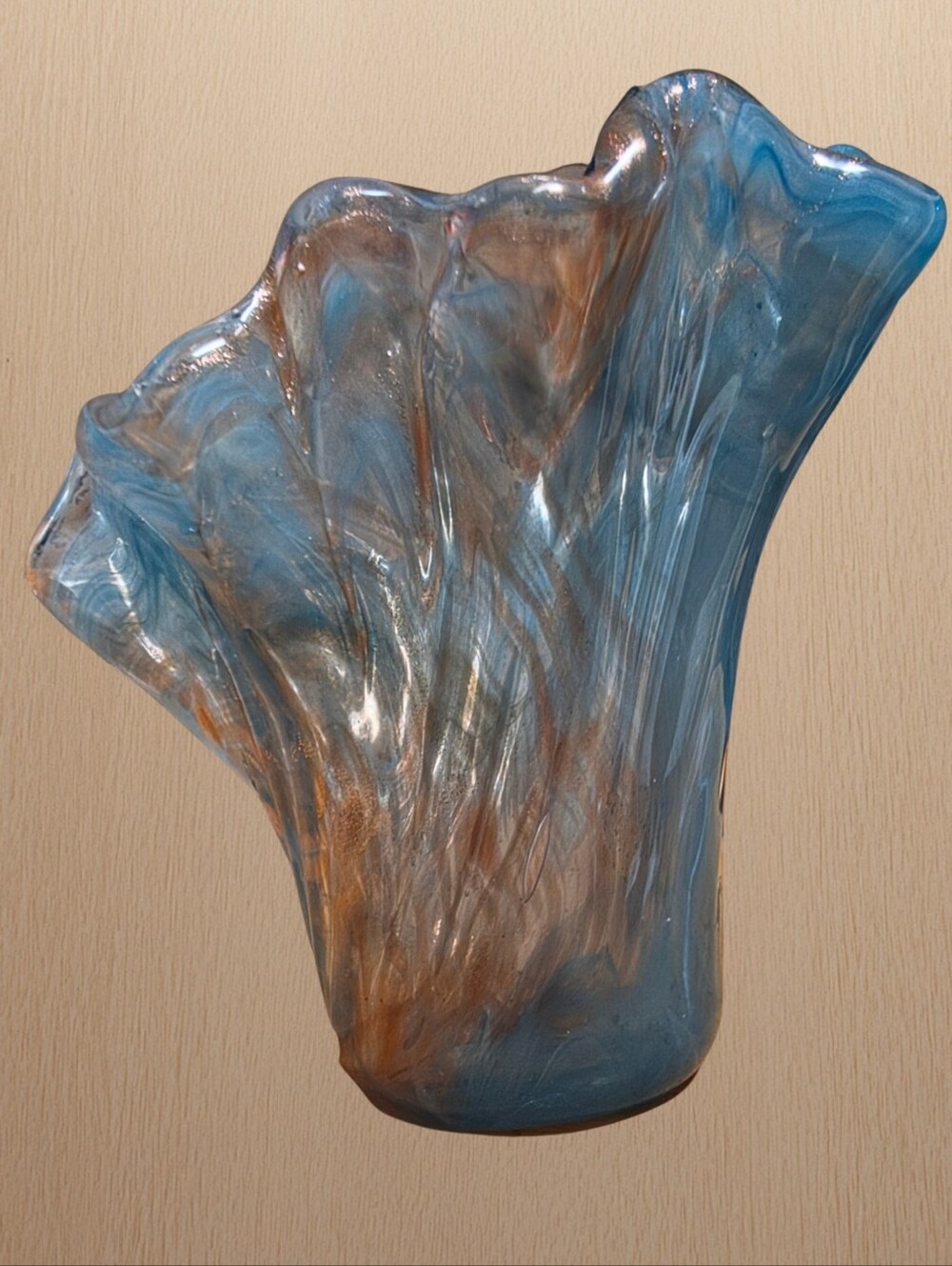 VTG Tammaro Home Hand Blown Art Glass Tulip Handkerchief Vase Centerpiece Ital